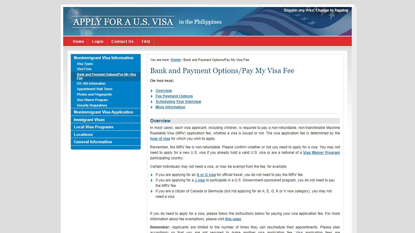 Apply for a U.S. Visa | Bank and Payment Options/Pay My Visa Fee ...