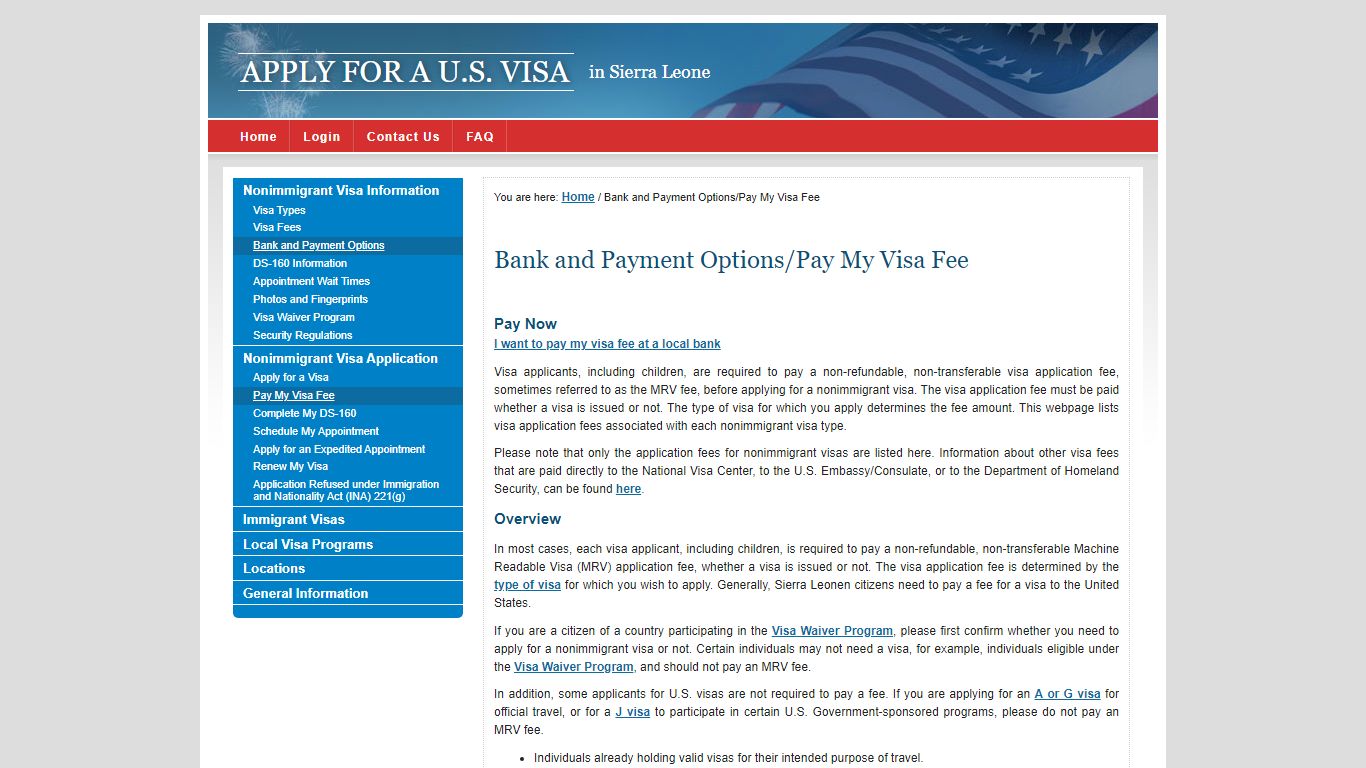 Apply for a U.S. Visa | Bank and Payment Options/Pay My Visa Fee ...